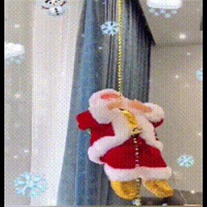 Santa Climbing Ladder Electric Santa Claus Climbing Rope Decoration Chri…